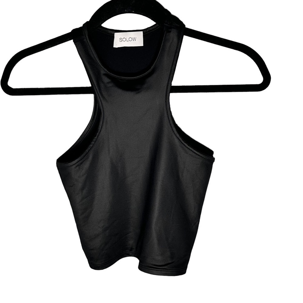Solow Faux Leather Cropped Activewear Tank Size Small